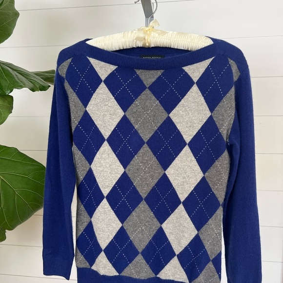 Banana Republic Cashmere Argyle Sweater — Blue/Gray — Women’s M - Picture 7 of 8